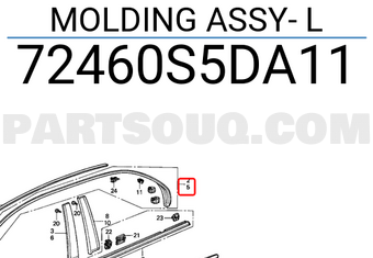 Honda 72460S5DA11 MOLDING ASSY- L