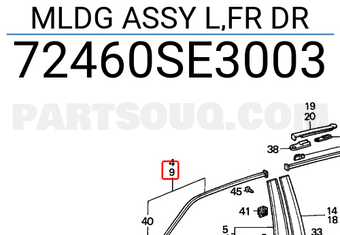 Honda 72460SE3003 MLDG ASSY L,FR DR