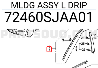 Honda 72460SJAA01 MLDG ASSY L DRIP