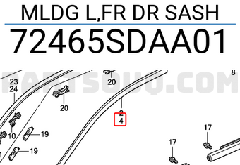 Honda 72465SDAA01 MLDG L,FR DR SASH