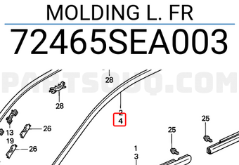 Honda 72465SEA003 MOLDING L. FR