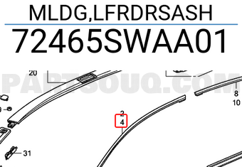 Honda 72465SWAA01 MLDG,LFRDRSASH