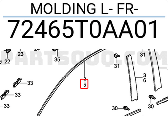 Honda 72465T0AA01 MOLDING L- FR