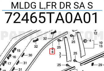 Honda 72465TA0A01 MLDG L,FR DR SA S