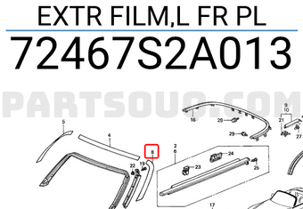 Honda 72467S2A013 EXTR FILM,L FR PL