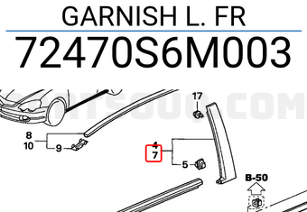 Honda 72470S6M003 GARNISH L. FR