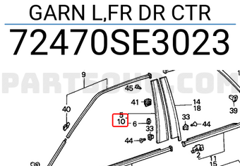 Honda 72470SE3023 GARN L,FR DR CTR
