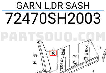 Honda 72470SH2003 GARN L,DR SASH