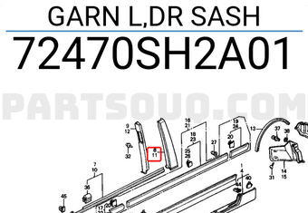 Honda 72470SH2A01 GARN L,DR SASH