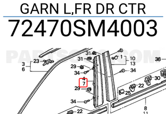 Honda 72470SM4003 GARN L,FR DR CTR