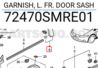 Honda 72470SMRE01 GARNISH, L. FR. DOOR SASH