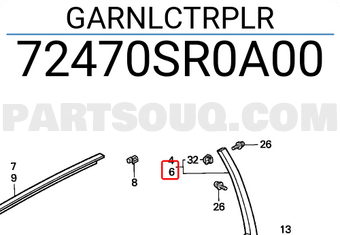 Honda 72470SR0A00 GARNLCTRPLR