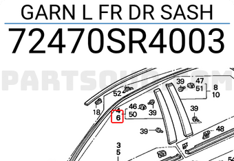 Honda 72470SR4003 GARN L FR DR SASH