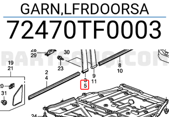 Honda 72470TF0003 GARN,LFRDOORSA