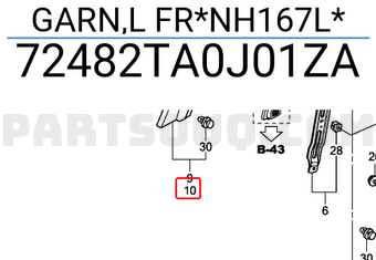 Honda 72482TA0J01ZA GARN,L FR*NH167L*