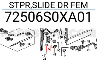 Honda 72506S0XA01 STPR,SLIDE DR FEM
