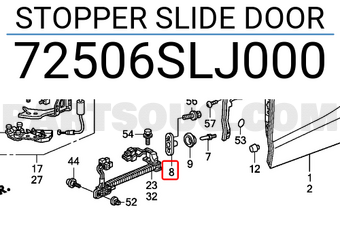 Honda 72506SLJ000 STOPPER SLIDE DOOR