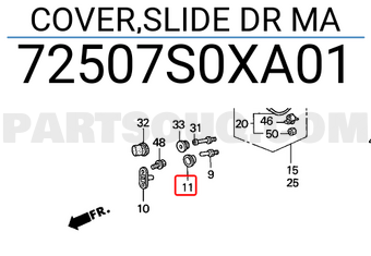 Honda 72507S0XA01 COVER,SLIDE DR MA