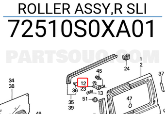 Honda 72510S0XA01 ROLLER ASSY,R SLI