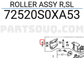 Honda 72520S0XA53 ROLLER ASSY R,SL
