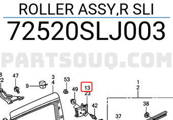 Honda 72520SLJ003 ROLLER ASSY,R SLI