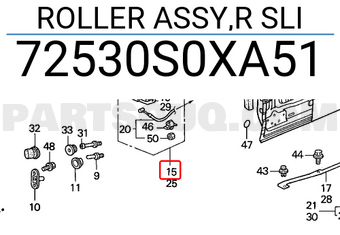 Honda 72530S0XA51 ROLLER ASSY,R SLI