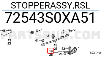 Honda 72543S0XA51 STOPPERASSY,RSL
