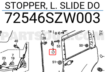 Honda 72546SZW003 STOPPER, L. SLIDE DO