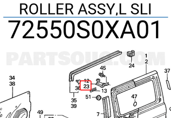 Honda 72550S0XA01 ROLLER ASSY,L SLI