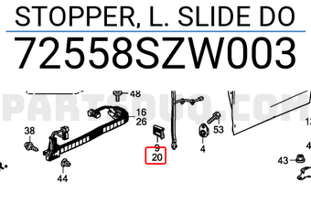 Honda 72558SZW003 STOPPER, L. SLIDE DO