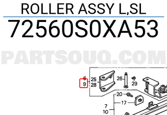 Honda 72560S0XA53 ROLLER ASSY L,SL