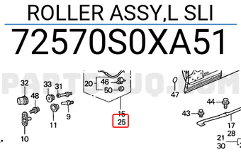 Honda 72570S0XA51 ROLLER ASSY,L SLI
