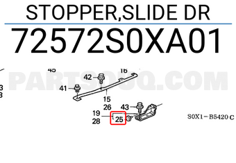 Honda 72572S0XA01 STOPPER,SLIDE DR