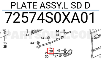Honda 72574S0XA01 PLATE ASSY,L SD D