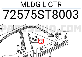 Honda 72575ST8003 MLDG L CTR
