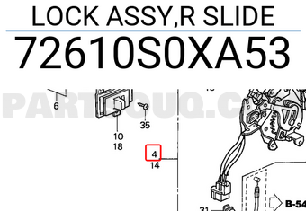 Honda 72610S0XA53 LOCK ASSY,R SLIDE