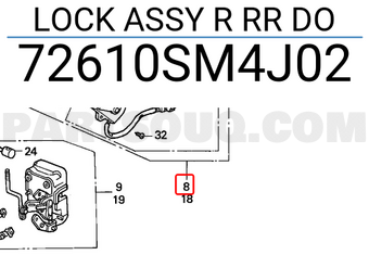 Honda 72610SM4J02 LOCK ASSY R RR DO