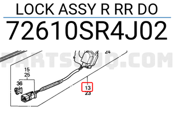 Honda 72610SR4J02 LOCK ASSY R RR DO
