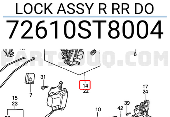 Honda 72610ST8004 LOCK ASSY R RR DO
