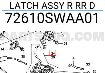 Honda 72610SWAA01 LATCH ASSY R RR D