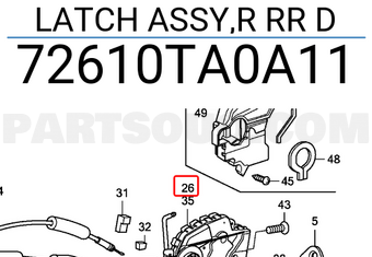 Honda 72610TA0A11 LATCH ASSY,R RR D