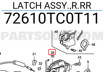 Honda 72610TC0T11 LATCH ASSY.,R.RR