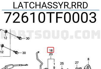 Honda 72610TF0003 LATCHASSYR,RRD