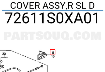 Honda 72611S0XA01 COVER ASSY,R SL D