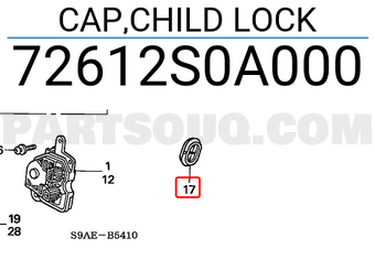 Honda 72612S0A000 CAP,CHILD LOCK