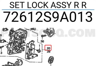 Honda 72612S9A013 SET LOCK ASSY R R