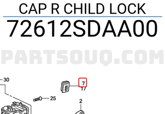 Honda 72612SDAA00 CAP R CHILD LOCK
