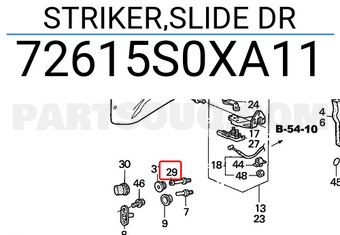 Honda 72615S0XA11 STRIKER,SLIDE DR