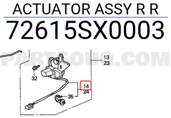 Honda 72615SX0003 ACTUATOR ASSY R R