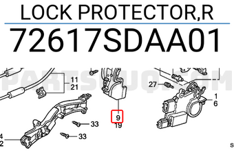 Honda 72617SDAA01 LOCK PROTECTOR,R